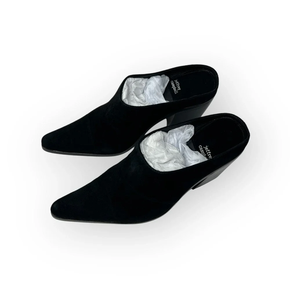 NIB Jeffrey Campbell Women's HoldEm Pointed Toe Stacked Heel Mule Size 9M‎ Black